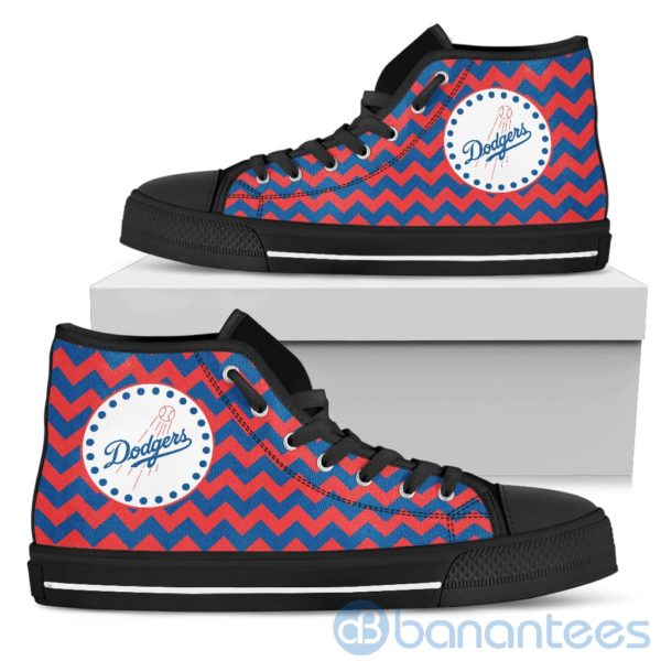 Chevron Striped Los Angeles Dodgers High Top Shoes Product Photo