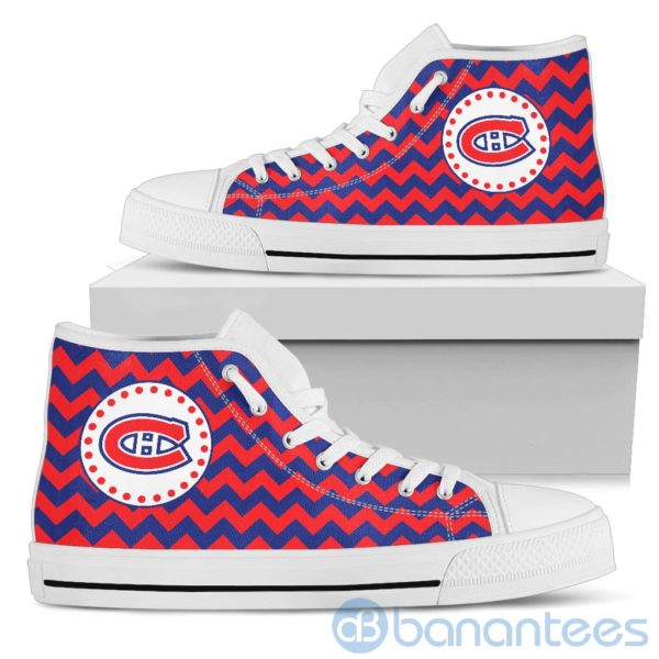 Chevron Striped Montreal Canadiens High Top Shoes Product Photo