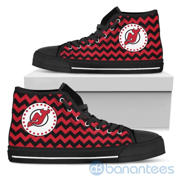 Chevron Striped New Jersey Devils High Top Shoes Product Photo