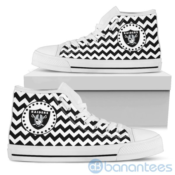 Chevron Striped Oakland Raiders High Top Shoes Product Photo