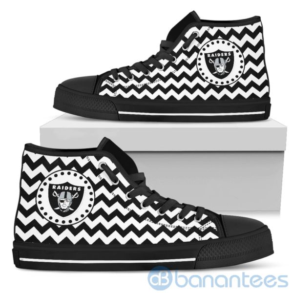 Chevron Striped Oakland Raiders High Top Shoes Product Photo