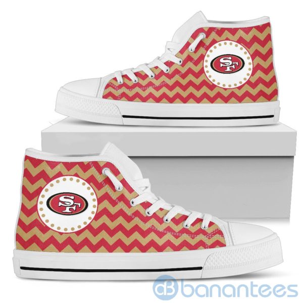 Chevron Striped San Francisco 49ers High Top Shoes Product Photo