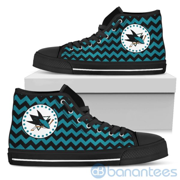 Chevron Striped San Jose Sharks High Top Shoes Product Photo
