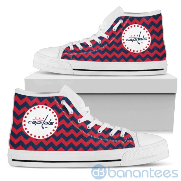 Chevron Striped Washington Capitals High Top Shoes Product Photo
