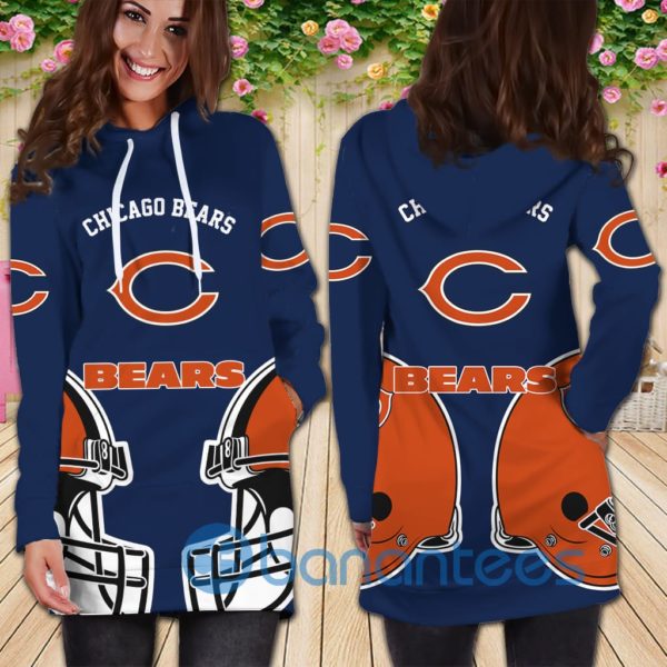 Chicago Bears All Over Printed 3D Hoodie Dress For Women Product Photo