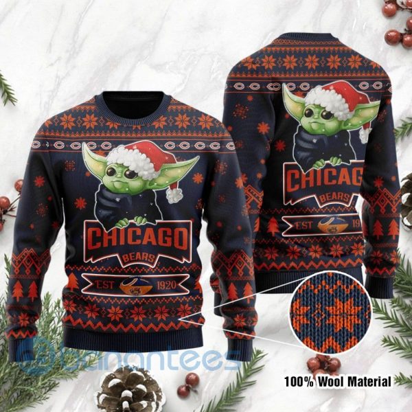 Chicago Bears Cute Baby Yoda Grogu Ugly Christmas 3D Sweater Product Photo