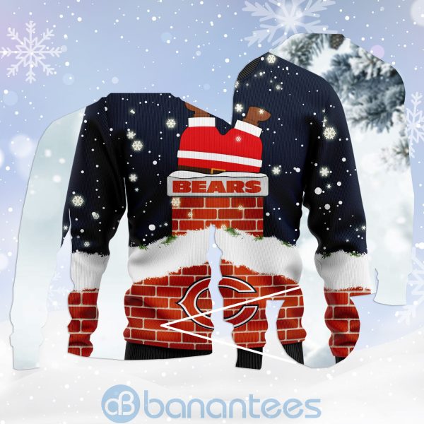 Chicago Bears Football Team Logo Symbol Santa Claus Custom Name Christmas 3D Sweater Product Photo