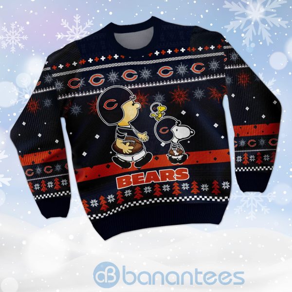 Chicago Bears Funny Charlie Brown Peanuts Snoopy Ugly Christmas 3D Sweater Product Photo