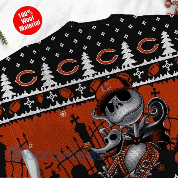 Chicago Bears Jack Skellington Halloween Ugly Christmas 3D Sweater Product Photo