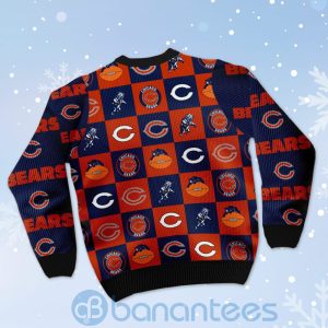 Chicago Bears Logo Checkered Flannel Design Ugly Christmas 3D Sweater Product Photo