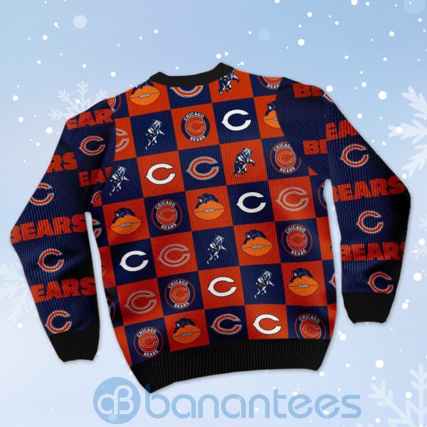 Chicago Bears Logo Checkered Flannel Design Ugly Christmas 3D Sweater Product Photo