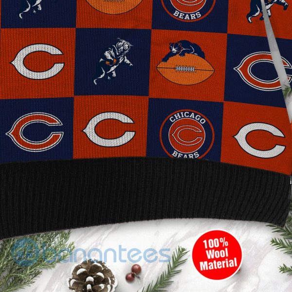 Chicago Bears Logo Checkered Flannel Design Ugly Christmas 3D Sweater Product Photo