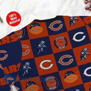 Chicago Bears Logo Checkered Flannel Design Ugly Christmas 3D Sweater Product Photo