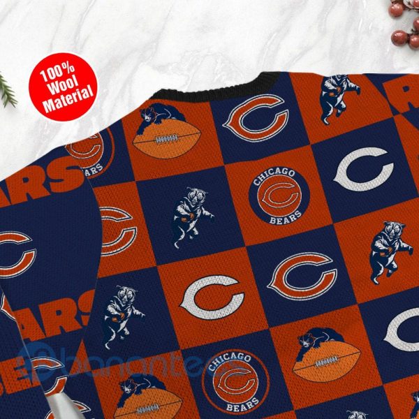 Chicago Bears Logo Checkered Flannel Design Ugly Christmas 3D Sweater Product Photo