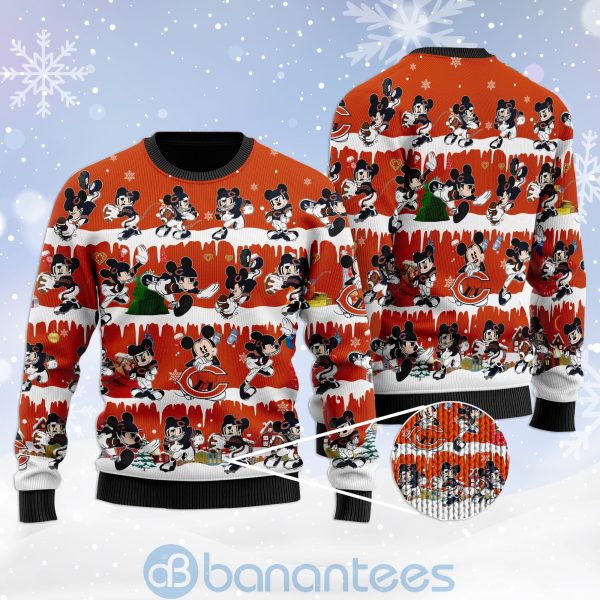 Chicago Bears Mickey American Football Ugly Christmas 3D Sweater Product Photo