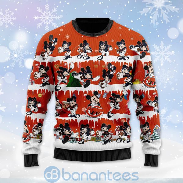 Chicago Bears Mickey American Football Ugly Christmas 3D Sweater Product Photo