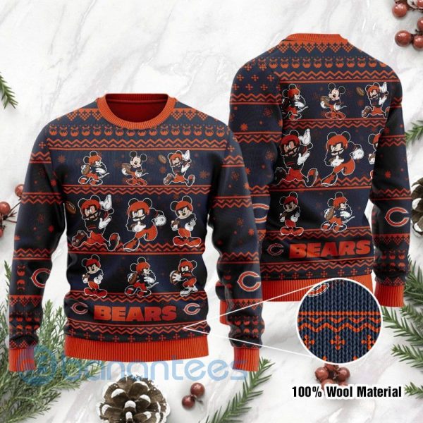 Chicago Bears Mickey Mouse Ugly Christmas 3D Sweater Product Photo