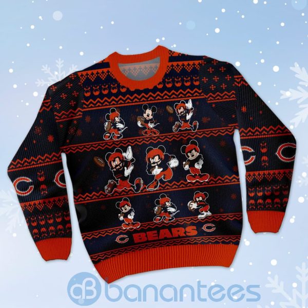 Chicago Bears Mickey Mouse Ugly Christmas 3D Sweater Product Photo