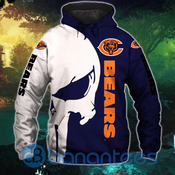 Chicago Bears Skull Design Full Printed 3D Hoodie Zip Hoodie Product Photo