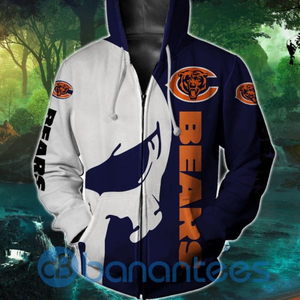 Chicago Bears Skull Design Full Printed 3D Hoodie Zip Hoodie Product Photo