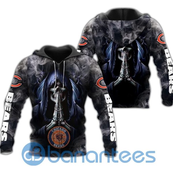 Chicago Bears Skull Smoke All Over Printed 3D Hoodie Zip Hoodie Product Photo