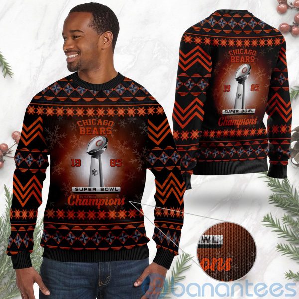 Chicago Bears Super Bowl Champions Cup Ugly Christmas 3D Sweater Product Photo