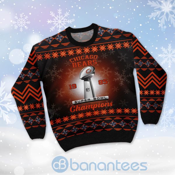 Chicago Bears Super Bowl Champions Cup Ugly Christmas 3D Sweater Product Photo