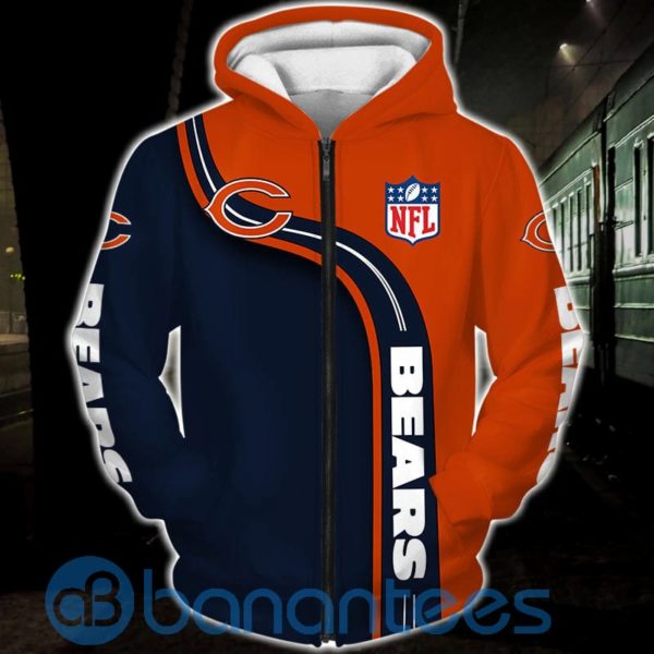Chicago Bears Zip All Over Printed 3D Hoodie, Zip Hoodie Bears Product Photo