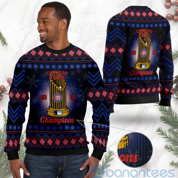 Chicago Cubs World Series Champions Ugly Christmas 3D Sweater Product Photo