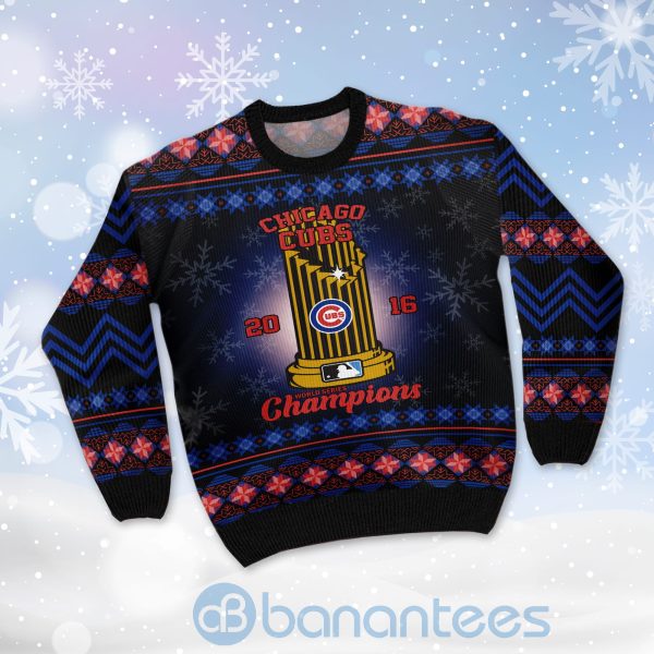 Chicago Cubs World Series Champions Ugly Christmas 3D Sweater Product Photo