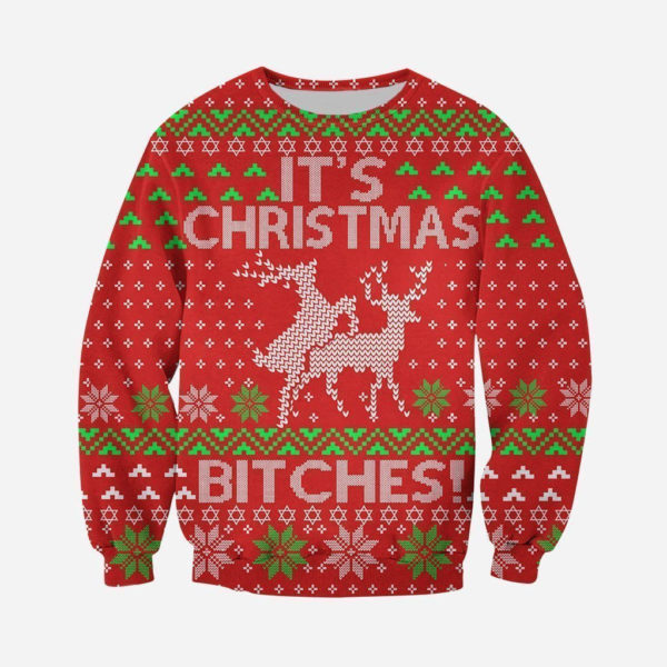 Christmas Bitches Knitting Pattern Merry Christmas Full Printed 3D Shirt - 3D Sweatshirt - Red