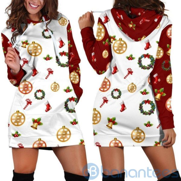 Christmas Boston Bruins Hoodie Dress For Women Product Photo