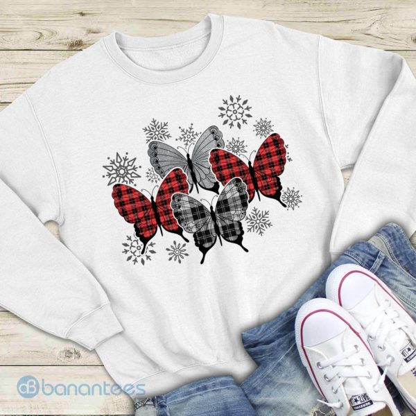 Christmas Tartan Butterfly Graphic Unisex Sweatshirt Product Photo