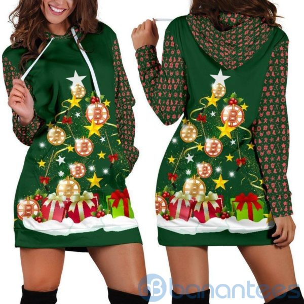 Christmas Tree Boston Bruins Hoodie Dress For Women Product Photo