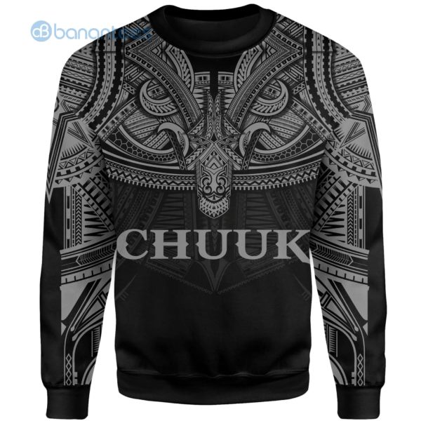 Chuuk Polynesian Pattern Grey And Black All Over Printed 3D Sweatshirt Product Photo