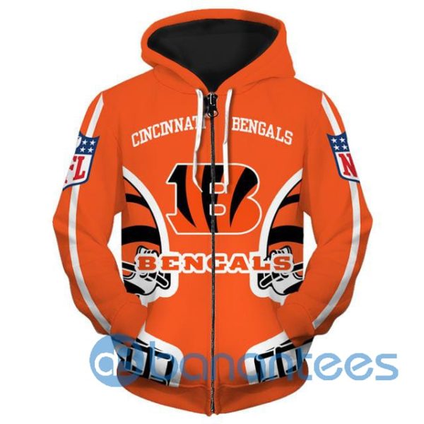 Cincinnati Bengals All Over Printed Orange 3D Hoodie, Zip Hoodie Product Photo