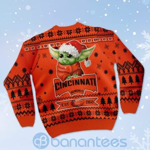 Cincinnati Bengals Cute Baby Yoda Grogu Ugly Christmas 3D Sweater Product Photo
