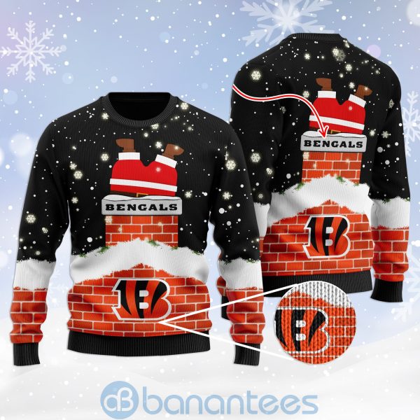 Cincinnati Bengals Football Team Logo Symbol Santa Claus Custom Name Christmas 3D Sweater Product Photo
