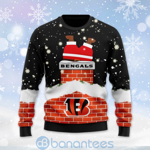 Cincinnati Bengals Football Team Logo Symbol Santa Claus Custom Name Christmas 3D Sweater Product Photo