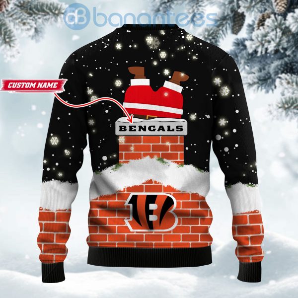 Cincinnati Bengals Football Team Logo Symbol Santa Claus Custom Name Christmas 3D Sweater Product Photo