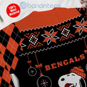 Cincinnati Bengals Funny Charlie Brown Peanuts Snoopy Christmas Tree Ugly Christmas 3D Sweater Product Photo