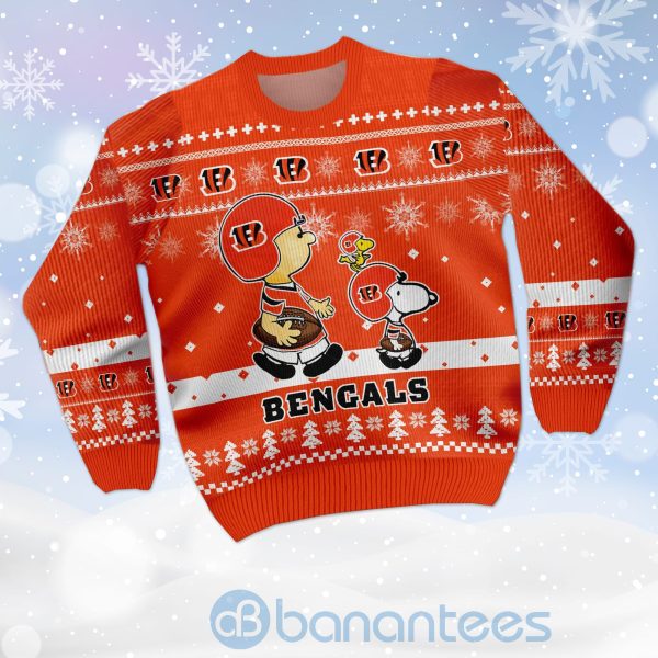 Cincinnati Bengals Funny Charlie Brown Peanuts Snoopy Ugly Christmas 3D Sweater Product Photo