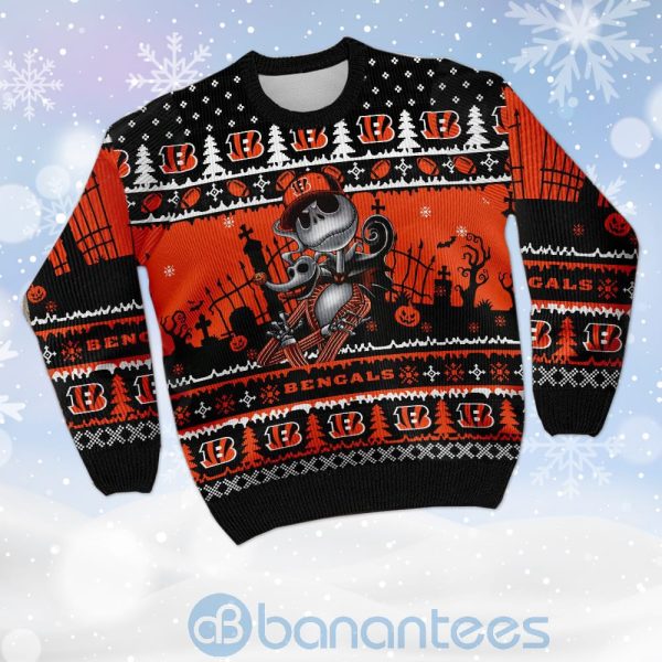 Cincinnati Bengals Jack Skellington Halloween Ugly Christmas 3D Sweater Product Photo