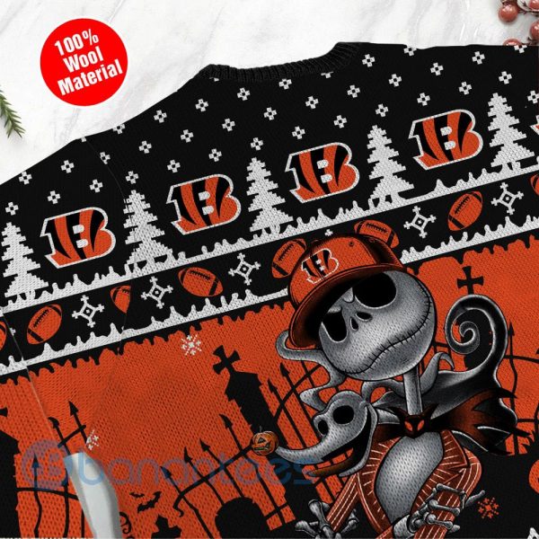 Cincinnati Bengals Jack Skellington Halloween Ugly Christmas 3D Sweater Product Photo