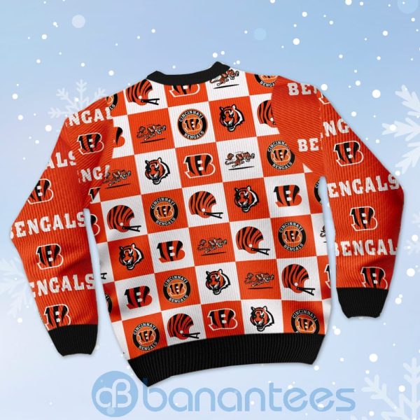 Cincinnati Bengals Logo Checkered Flannel Design Ugly Christmas 3D Sweater Product Photo