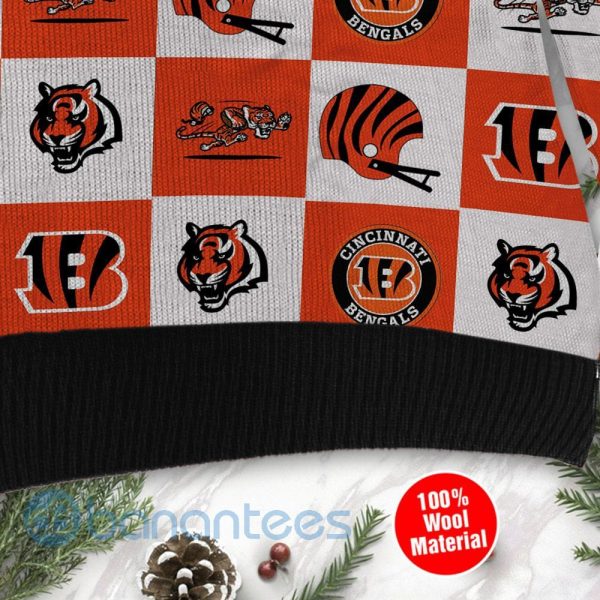 Cincinnati Bengals Logo Checkered Flannel Design Ugly Christmas 3D Sweater Product Photo