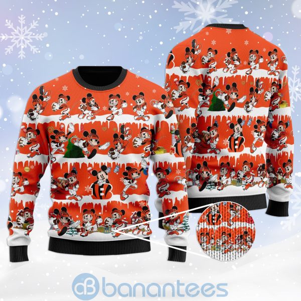 Cincinnati Bengals Mickey American Football Ugly Christmas 3D Sweater Product Photo