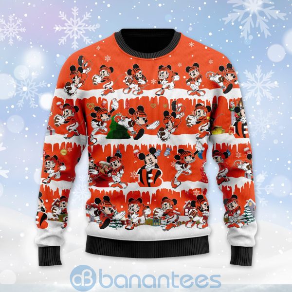 Cincinnati Bengals Mickey American Football Ugly Christmas 3D Sweater Product Photo