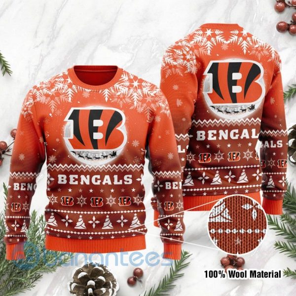 Cincinnati Bengals Santa Claus In The Moon Ugly Christmas 3D Sweater Product Photo