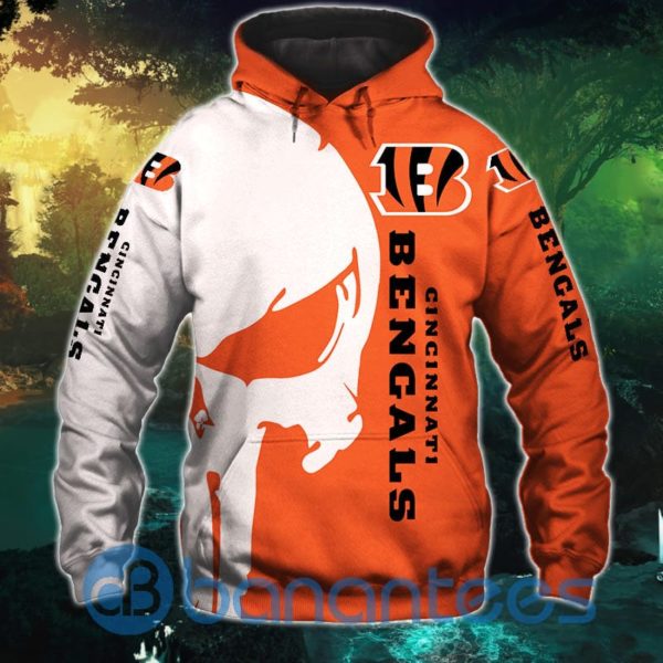 Cincinnati Bengals Skull All Over Printed 3D Hoodie, Zip Hoodie Product Photo